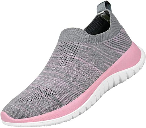 Amazon.com | ZOCANIA Women's Walking Shoes Non Slip Athletic Casual Slip On Resistant Mesh Breathtable Running Tennis Sports Gym Workout Sneakers Dark Blue 9 M US | Walking