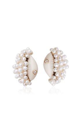 Congo Pearl-Embellished Shell Earrings By Éliou | Moda Operandi