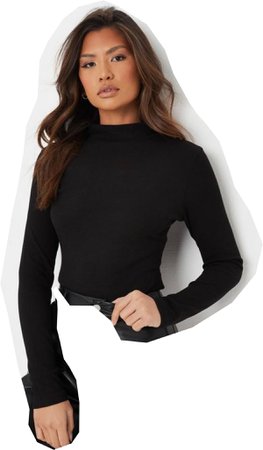 Miss Guided Black Ribbed top
