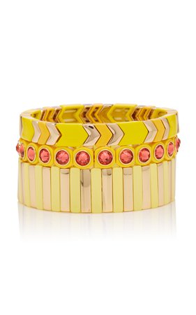 Not So Yellow Mellow Set-Of-Three Enamel Bracelets by Roxanne Assoulin | Moda Operandi