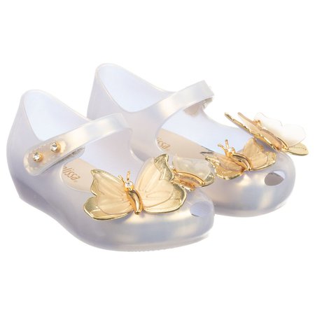 Mini Melissa - Golden Butterfly Jelly Shoes | Childrensalon Outlet