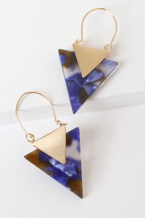 Gold Triangle Earrings - Marbled Acrylic Earrings - Point Earring - Lulus