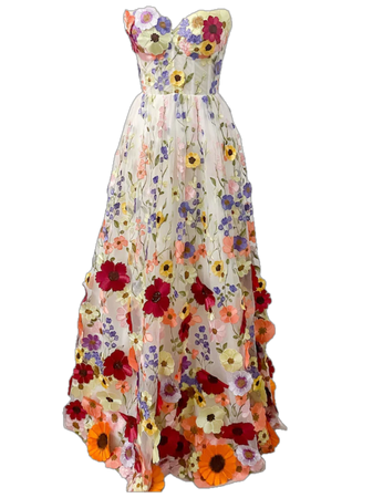 Embroidered Gown, 3D floral wedding dress, embroidered dress, spring wedding dress