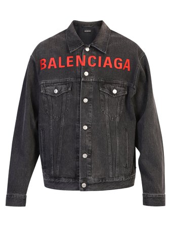 Balenciaga Balenciaga Logo Embroidery Denim Jacket - Black - 11194016 | italist