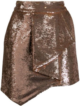 inverted pleat sequinned mini skirt