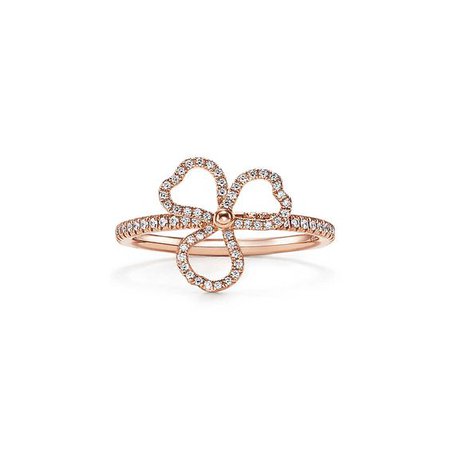 Tiffany Paper Flowers diamond open flower ring in 18k rose gold. | Tiffany & Co.