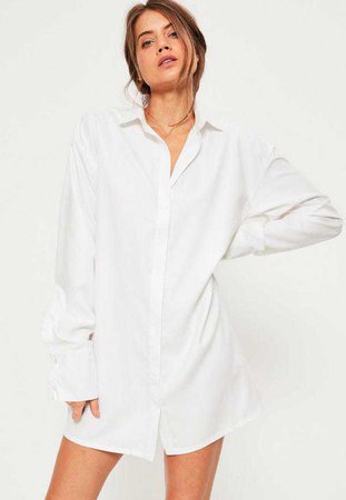 White Soft Touch Shirt Dress | Missguided