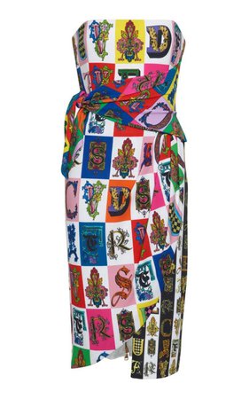 Graphic Print Strapless Dress by VERSACE ($804)