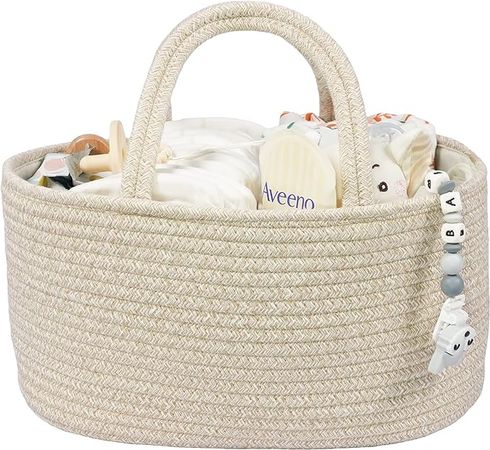 Amazon.com: Baby Diaper Caddy Organizer for Girl Boy Rope Nursery Storage Bin Basket Portable Holder Tote Bag for Changing Table Car Travel Baby Shower Gifts Newborn Essentials Registry Must Have Items Pink : Baby