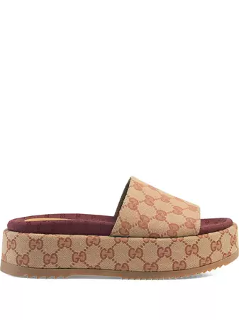 Shop Gucci GG Supreme platform sandals with Express Delivery - FARFETCH