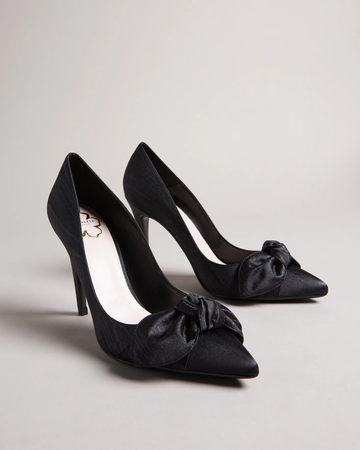black bow court heels
