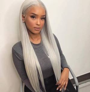 straight silver/grey colored weave