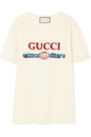 Gucci | Sequin-embellished cotton-jersey T-shirt | NET-A-PORTER.COM