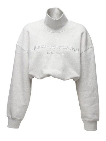 Alexander Wang Embroidered Cotton Sweatshirt Light Grey