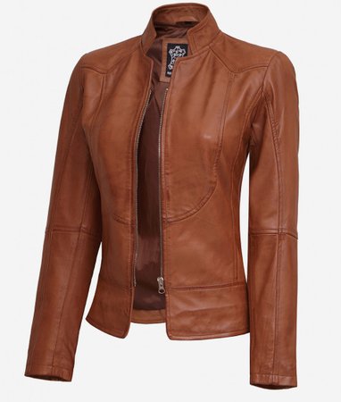 Slim Fit Leather Jacket | Womens Brown Leather Biker Jacket