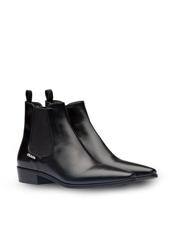 Black Prada Square Toe Chelsea Boots | Farfetch.com