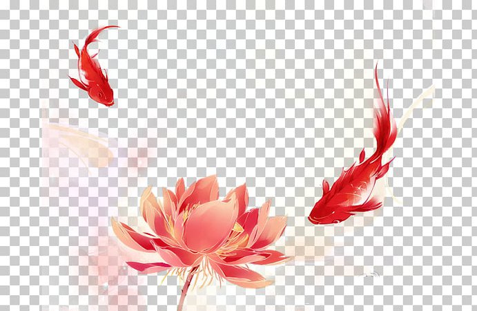 Watercolor painting, Antiquity beautiful watercolor illustration koi lotus, two red fishes illustration PNG clipart | free cliparts | UIHere