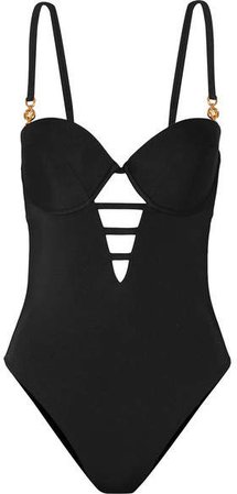 Embellished Cutout Swimsuit - Black