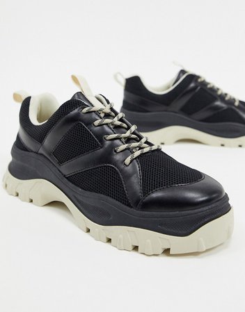 Monki contrast chunky sole mesh sneakers in black | ASOS