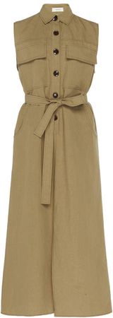 Áeron Sherry Linen-Blend Maxi Shirt Dress Size: 32