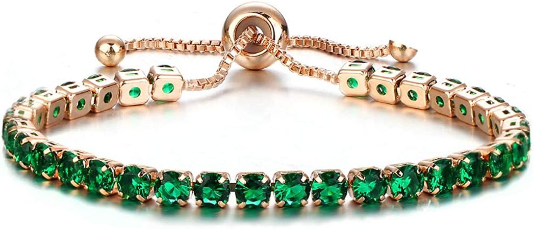 Amazon.com: PUOSUO Baoqin Adjustable Chain Bracelet for Women,Cubic Zirconia Rose Gold Gift Bracelet of Luxury Shining Jewelry (Green): Clothing, Shoes & Jewelry