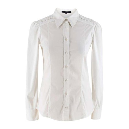 Gucci White Cotton Shirt W/ Epaulettes IT 38 For Sale at 1stdibs
