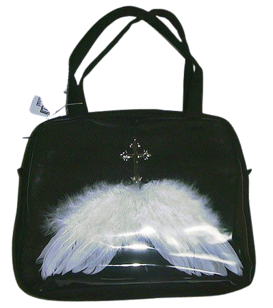Moitie Black Glossy Cross and Wings Handbag