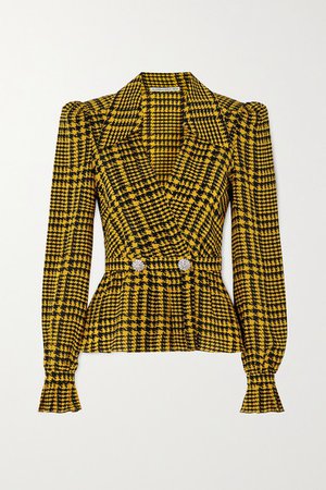 Alessandra Rich | Double-breasted crystal-embellished houndstooth silk blouse | NET-A-PORTER.COM