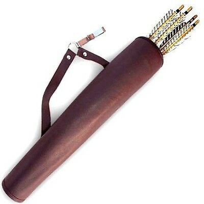 Archery Tube Cow Leather Hip Arrow Quiver With Belt Clip 17" Long 1519 Brown for sale online | eBay