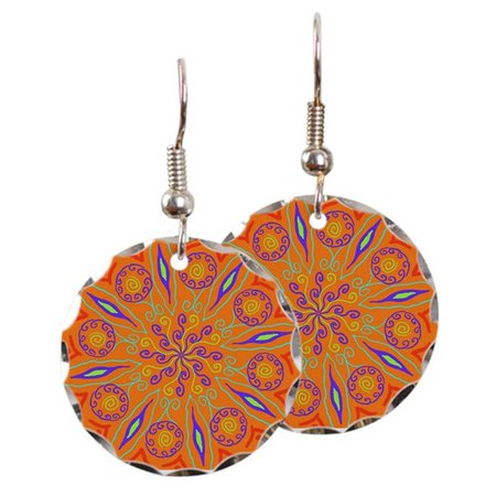 Hippie Flower Ornament Earring Circle Charm by SimpleLife - CafePress