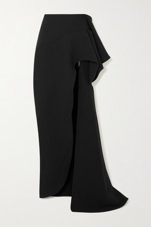 Dream Asymmetric Draped Cady Maxi Skirt - Black