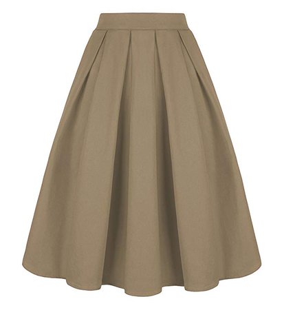 Tandisk Women's Vintage A-line Printed Pleated Flared Midi Skirts with Pockets at Amazon Women’s Clothing store: