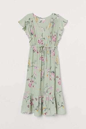 MAMA Butterfly-sleeved Dress - Green