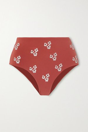 Anemone | Embroidered bikini briefs | NET-A-PORTER.COM