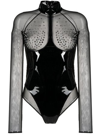 Alessandra Rich crystal-embellished Panelled Bodysuit - Farfetch