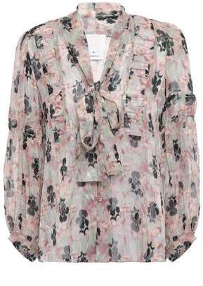 Pussy-bow Metallic Floral-print Fil Coupe Silk-blend Blouse