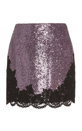 Lace-Trimmed Sequined Mini Skirt by Philosophy di Lorenzo Serafini | Moda Operandi