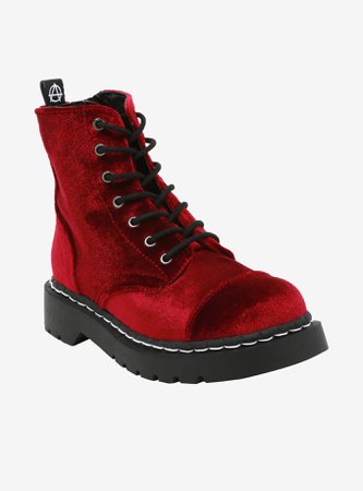 *clipped by @luci-her* Anarchic By T.U.K. Burgundy Velvet Boots