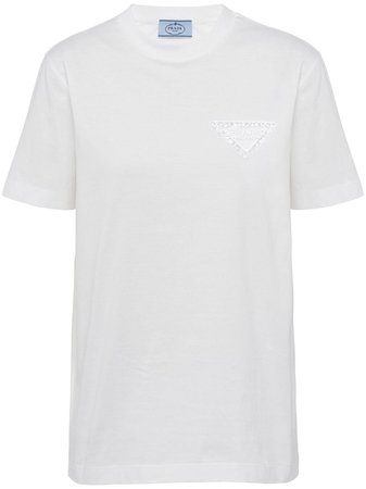Prada logo-embroidered T-shirt - Farfetch