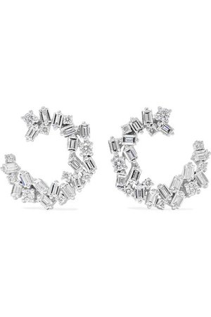 Suzanne Kalan | Spiral 18-karat white gold diamond earrings | NET-A-PORTER.COM