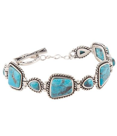 Barse Sterling Silver and Genuine Turquoise Multi Stone Toggle Bracelet