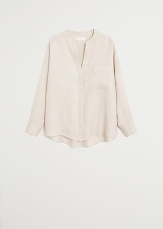 Mao collar linen shirt - Woman | Mango