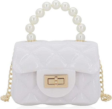 Mini Jelly Purse Flap Handbag with Pearls Top Handle Faux Quilted Crossbody Bag Pink: Handbags: Amazon.com