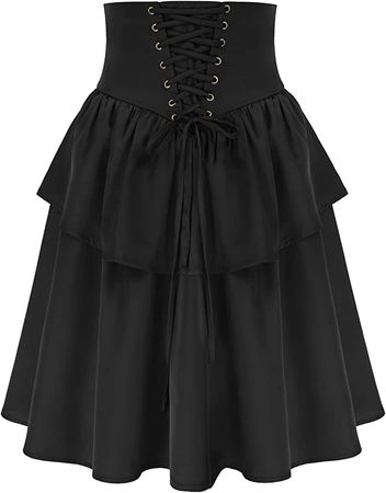 Amazon.com: Medieval Midi Skirts for Women Plus Size Tiered Gothic Steampunk Skirt Black XL : Clothing, Shoes & Jewelry