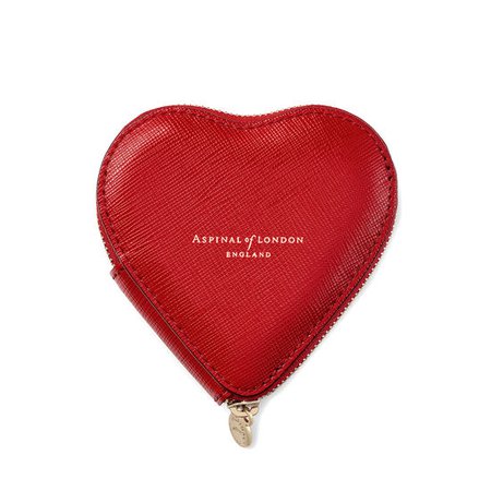Heart Coin Purse in Scarlet Saffiano | Aspinal of London