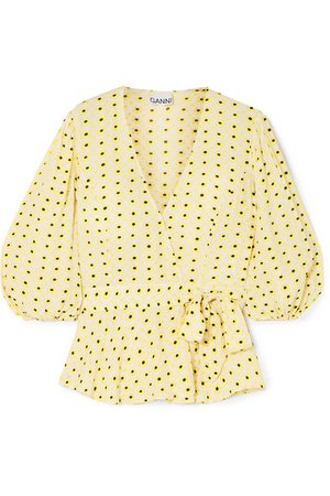 GANNI | Floral-print crepe wrap blouse | NET-A-PORTER.COM