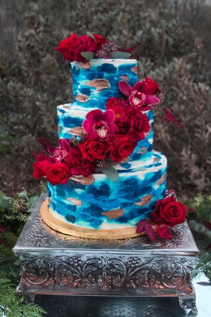 Blue Wedding Cake with Fresh Flowers | A Wedding Cake Blog