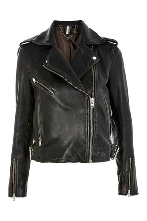 Black Leather Biker Jacket - Topshop