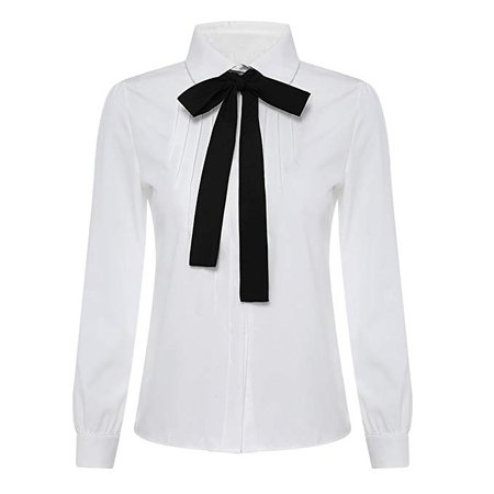 XWDA Women's Chiffon Peter Pan Collar Shirt Blouse (XL, White) at Amazon Women’s Clothing store