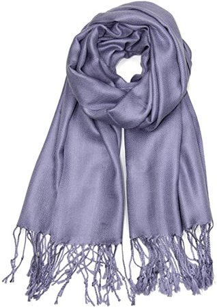 Achillea Large Soft Silky Pashmina Shawl Wrap Scarf in Solid Colors (Bluish Purple) at Amazon Women’s Clothing store